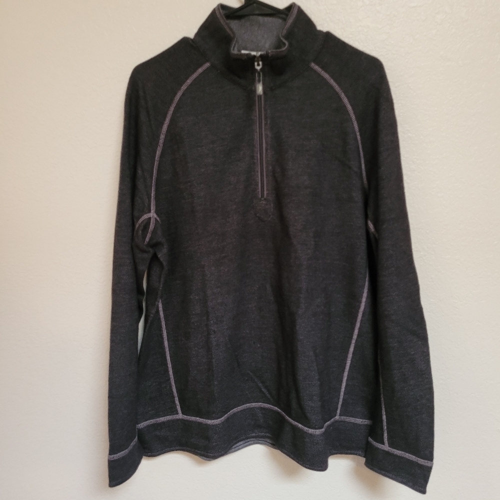 Tommy Bahama Black and Gray Reversible 1/4 Zip Pullover